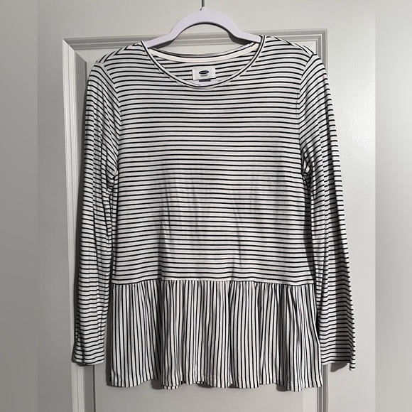 SOLD Long Sleeve Stripe Peplum Top Small - Picture 2 of 6